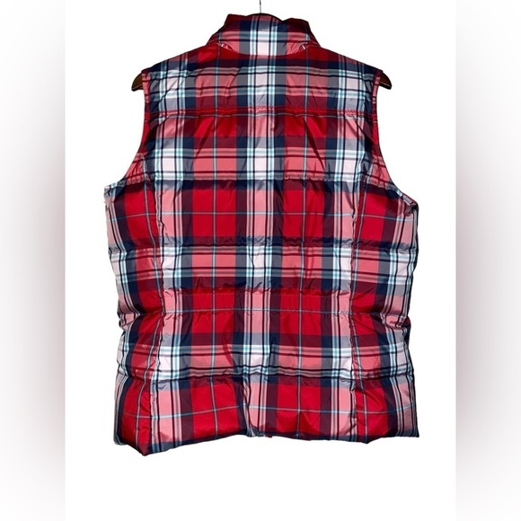 Lands' End Down Puffer‎ Red Plaid Vest Women L Hiking Walking Trails Gorpcore - Picture 2 of 9